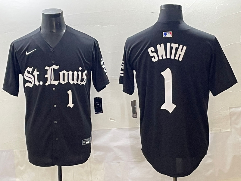 Men's St. Louis Cardinals Ozzie Smith #1 Black Jersey
